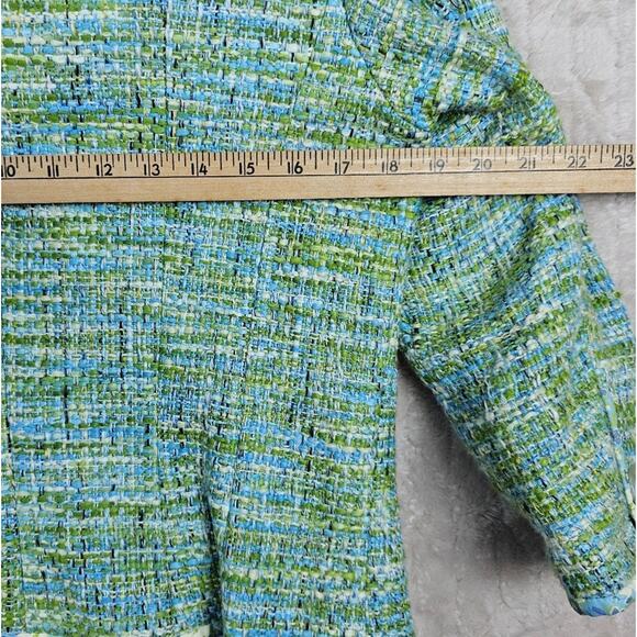 Sigrid Olsen Tweed Blazer 10 Retro Floral Groovy Colorful 60s Mod Preppy Blue - Picture 8 of 8